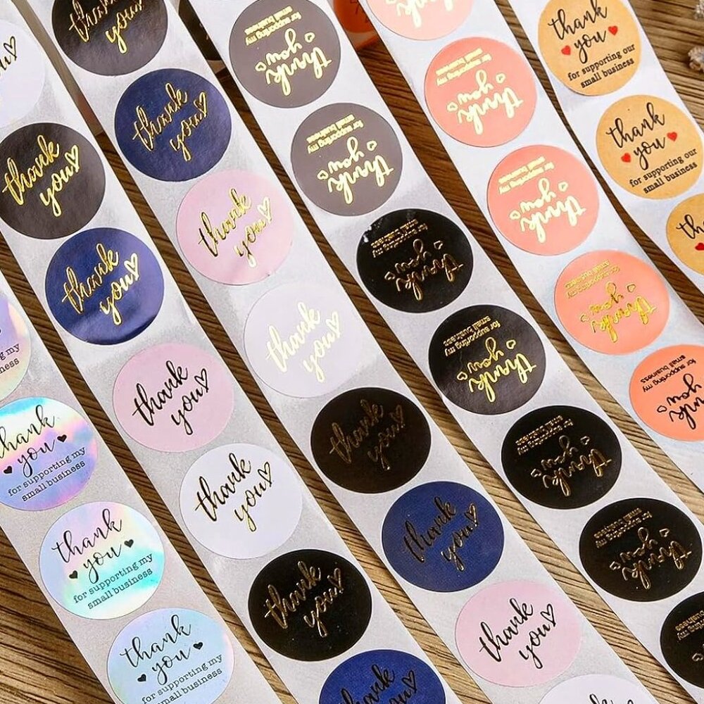 Thank You Stickers Small Business - 1500 Sticker Bundle - 3 Rolls